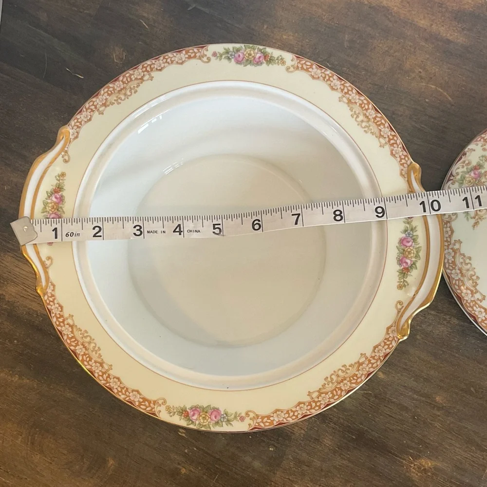 Noritake Rosebud 6002 round 10 Inch Elegant Floral Lidded Tureen Covered Dish